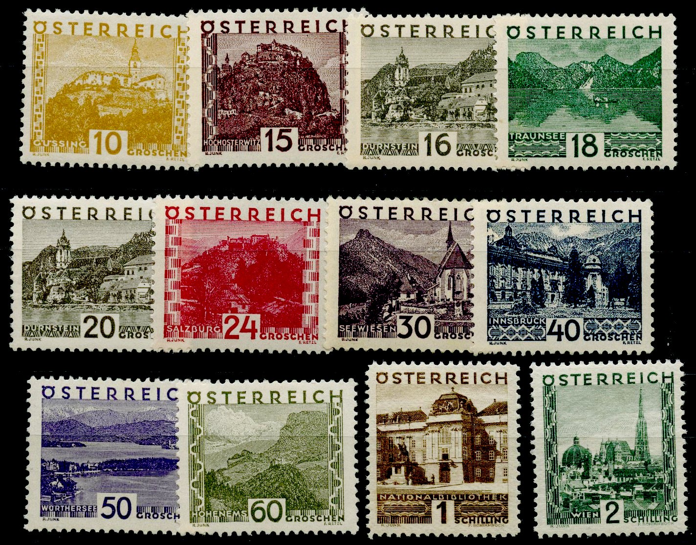 Austria Stamp Yv. 378/389 - Briefmarke Osterreich Mi.498/511