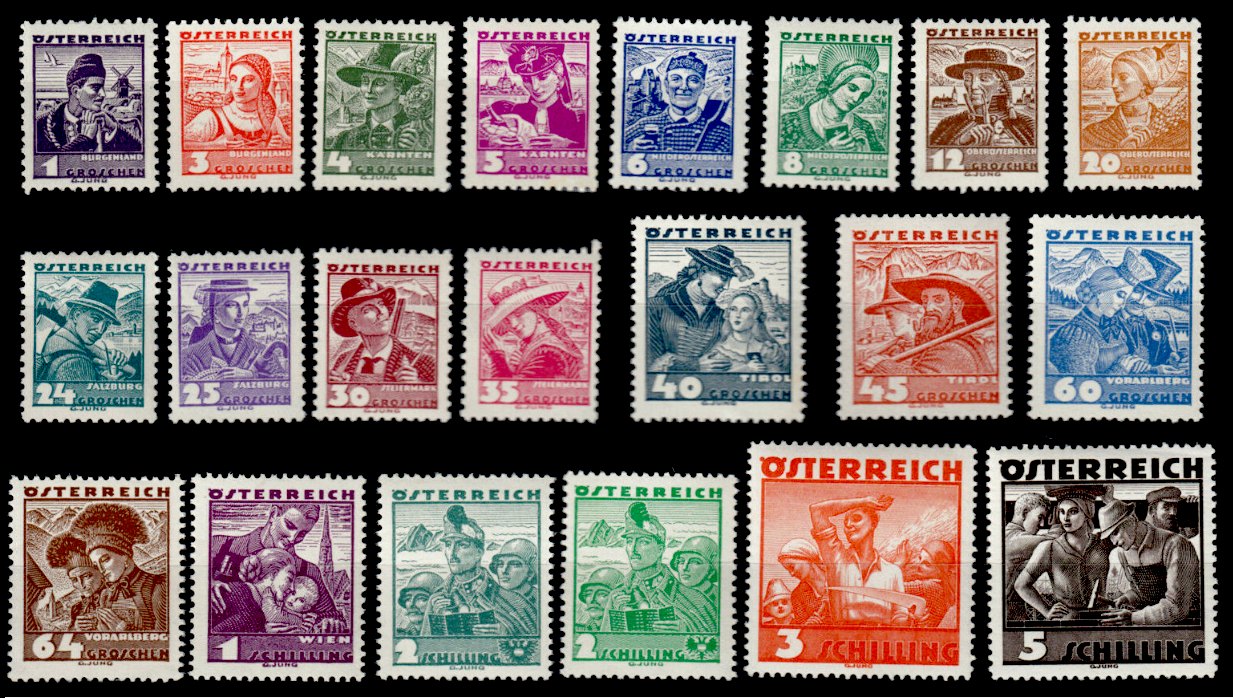 Austria Stamp Yvert 441/458+482/483 - Osterreich Michel 567/587